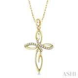 1/10 ctw Round Cut Diamond Cross Pendant in 14K Yellow Gold With Chain