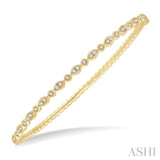 3/8 ctw Marquise & Round Mount Stackable Diamond Bangle in 14K Yellow Gold