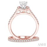 7/8 ctw Diamond Wedding Set With 3/4 ctw Pear Cut Engagement Ring and 1/6 ctw Wedding Band in 14K Rose and White Gold