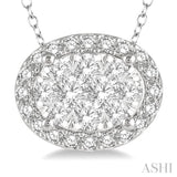 1/2 ctw Oval Shape Lovebright Round Cut Diamond Pendant in 14K White Gold