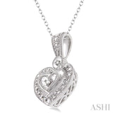 1/20 Ctw Heart Shape Round Cut Diamond Pendant in Sterling Silver with Chain