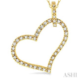 1/4 ctw Round Cut Diamond Heart Pendant in 10K Yellow Gold with Chain