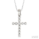 1/4 ctw Round Cut Diamond Cross Pendant in 14K White Gold with Chain