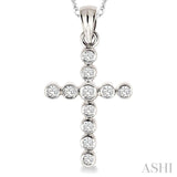 1/4 ctw Round Cut Diamond Cross Pendant in 14K White Gold with Chain