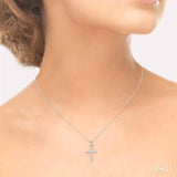 1/4 ctw Round Cut Diamond Cross Pendant in 14K White Gold with Chain