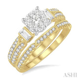 1.00 ctw Diamond Lovebright Bridal Set with 3/4 ctw Engagement Ring and 1/5 ctw Wedding Band in 14K Yellow and White Gold