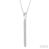 1/10 Ctw Straight Bar Round Cut Diamond Petite Pendant in 10K White Gold