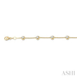 1.00 ctw Circular Mount Round Cut Diamond Station Bracelet in 14K Yellow Gold