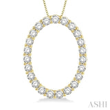 1 ctw Oval Shape Window Round Cut Diamond Pendant With Chain in 14K Yellow Gold