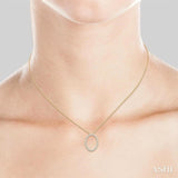 1 ctw Oval Shape Window Round Cut Diamond Pendant With Chain in 14K Yellow Gold
