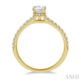 1/2 ctw Round Cut Diamond Engagement Ring With 1/4 ct Princess Cut Center Stone in 14K Yellow Gold