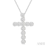 2 ctw Lovebright Round Cut Diamond Cross Pendant in 14K White Gold with chain