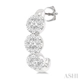3/8 Ctw Lovebright Round Cut Diamond Half Hoop Earring in 14K White Gold