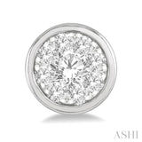 1/3 Ctw Lovebright Round Cut Diamond Bezel Stud Earring in 14K White Gold
