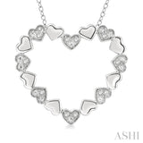 1/20 Ctw Puffed Heart Plain and Round Cut Diamond Fashion Pendant With Chain in Sterling Silver