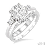 3/4 ctw Diamond Lovebright Wedding Set with 3/4 ctw Round Cut Engagement Ring and 1/20 ctw Wedding Band in 14K White Gold