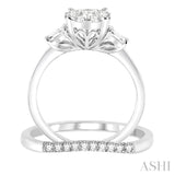 3/4 ctw Diamond Lovebright Wedding Set with 3/4 ctw Round Cut Engagement Ring and 1/20 ctw Wedding Band in 14K White Gold