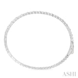 1/6 ctw Puffed Heart Plain and Round Cut Diamond Bangle in Sterling Silver