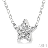 1/10 ctw Star Round Cut Diamond Petite Fashion Pendant With Chain in 14K White Gold