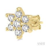 1/6 ctw Floral Round Cut Diamond Petite Fashion Earring in 14K Yellow Gold