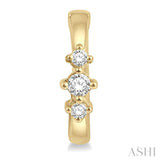 1/6 ctw Three Stone Round Cut Diamond Huggie Petite Earrings in 10K Yellow Gold