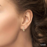 1/6 ctw Three Stone Round Cut Diamond Huggie Petite Earrings in 10K Yellow Gold