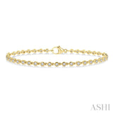 1.00 ctw Bezel Set Round Cut Diamond Tennis Bracelet in 14K Yellow Gold