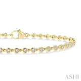 1.00 ctw Bezel Set Round Cut Diamond Tennis Bracelet in 14K Yellow Gold