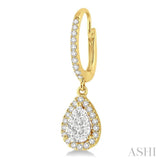 5/8 ctw Pear Shape Diamond Lovebright Earrings in 14K Yellow and White Gold