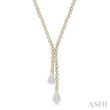 2 5/8 Ctw Lovebright Pear Shape Round Cut Diamond Fashion 'Y' Necklace in 14K Yellow & White Gold
