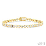 4.00 ctw Hexagon Motif Bezel Set Round Cut Diamond Tennis Bracelet in 14K Yellow Gold