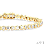 4.00 ctw Hexagon Motif Bezel Set Round Cut Diamond Tennis Bracelet in 14K Yellow Gold