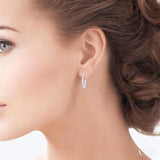 1 Ctw French Pave Set Round Cut Diamond Fashion Half Hoop Earring in 14K White Gold