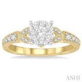 1/2 ctw Round Cut Diamond Lovebright Engagement Ring in 14K Yellow & White Gold