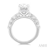 1 1/3 ctw Oval Shape Oval and Round Cut Diamond Semi Mount Engagement Ring in 14K  White Gold