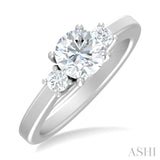 1/4 ctw Tri-Mount Past, Present and Future Round Cut Diamond Semi Mount Engagement Ring in 14K White Gold