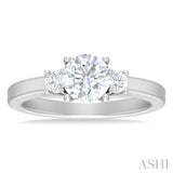 1/4 ctw Tri-Mount Past, Present and Future Round Cut Diamond Semi Mount Engagement Ring in 14K White Gold