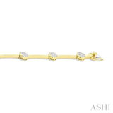 1 1/5 Ctw Lovebright Circular and Bar Shape Link Round Cut Diamond Bracelet in 14K Yellow and White Gold