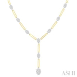 1 3/4 Ctw Lovebright Oval Shape Round Cut Diamond Paperclip Fashion Necklace in 14K Yellow and White Gold