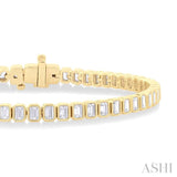 5 1/2 ctw North-South Bezel Set Emerald Cut Diamond Tennis Bracelet in 14K Yellow Gold