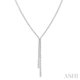 3 ctw Open End Y-Shape Round Cut Diamond Lariat Necklace in 14K White Gold