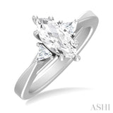 1/4 ctw Marquise Shape Trillion and Round Cut Diamond Semi Mount Engagement Ring in 14K White Gold