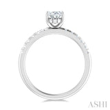 1/3 ctw Oval Shape Round Cut Diamond Semi Mount Engagement Ring in 14K White Gold