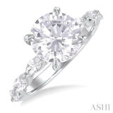 1.00 ctw Round Shape Marquise and Round Cut Diamond Semi Mount Engagement Ring in 14K White Gold