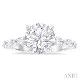 1.00 ctw Round Shape Marquise and Round Cut Diamond Semi Mount Engagement Ring in 14K White Gold