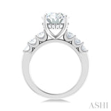 1 1/4 ctw Oval Shape Oval and Round Cut Diamond Semi Mount Engagement Ring in 14K White Gold