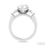 1/2 ctw Tri-Mount Centerpiece Pear and Round Cut Diamond Semi Mount Engagement Ring in 14K White Gold