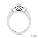 1/4 ctw Tri-Mount Circular Shape Center Pear and Round Cut Diamond Semi Mount Engagement Ring in 14K White Gold