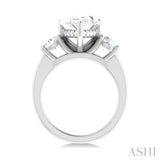 1.00 ctw Tri-Mount Pear Shape Round Cut Diamond Semi Mount Engagement Ring in 14K White Gold