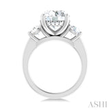 1.00 ctw Tri-Mount Past, Present and Future Round Cut Diamond Semi Mount Engagement Ring in 14K White Gold